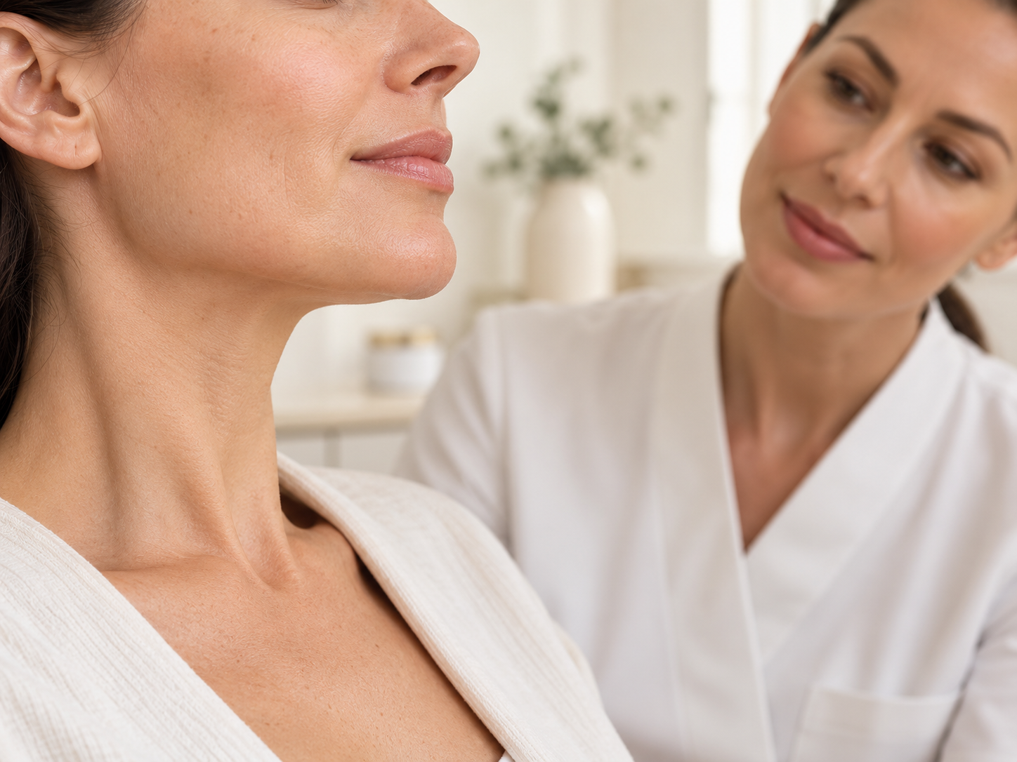 Illustrative consultation focused on the chin and neck